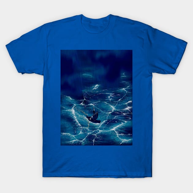 Boat in the storm T-Shirt by franckleguay